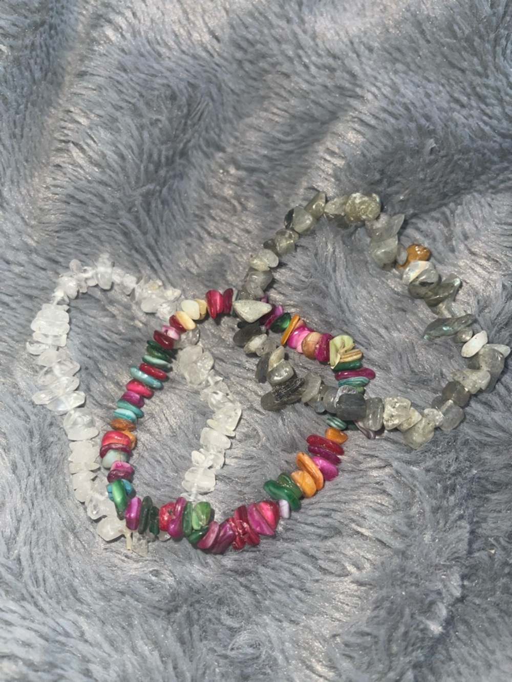 Multi-Color & Clear Chip Natural Stone Stretch Bracelet Set - Women